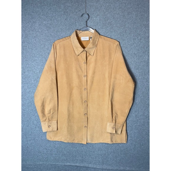 Studio Works Shirt Medium Long Sleeve‎ Synthetic Suede Button - Picture 1 of 11